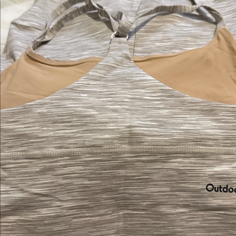 NEW Outdoor Voices Biker shorts and Free form crop top Oatmeal set SM